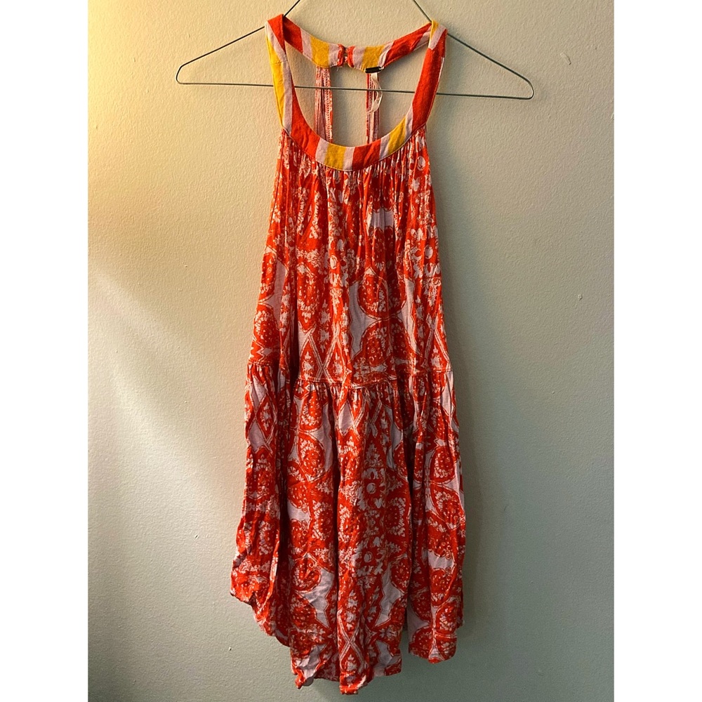 Free People Name Brand Orange Paisley Tank🌼🌞✌️